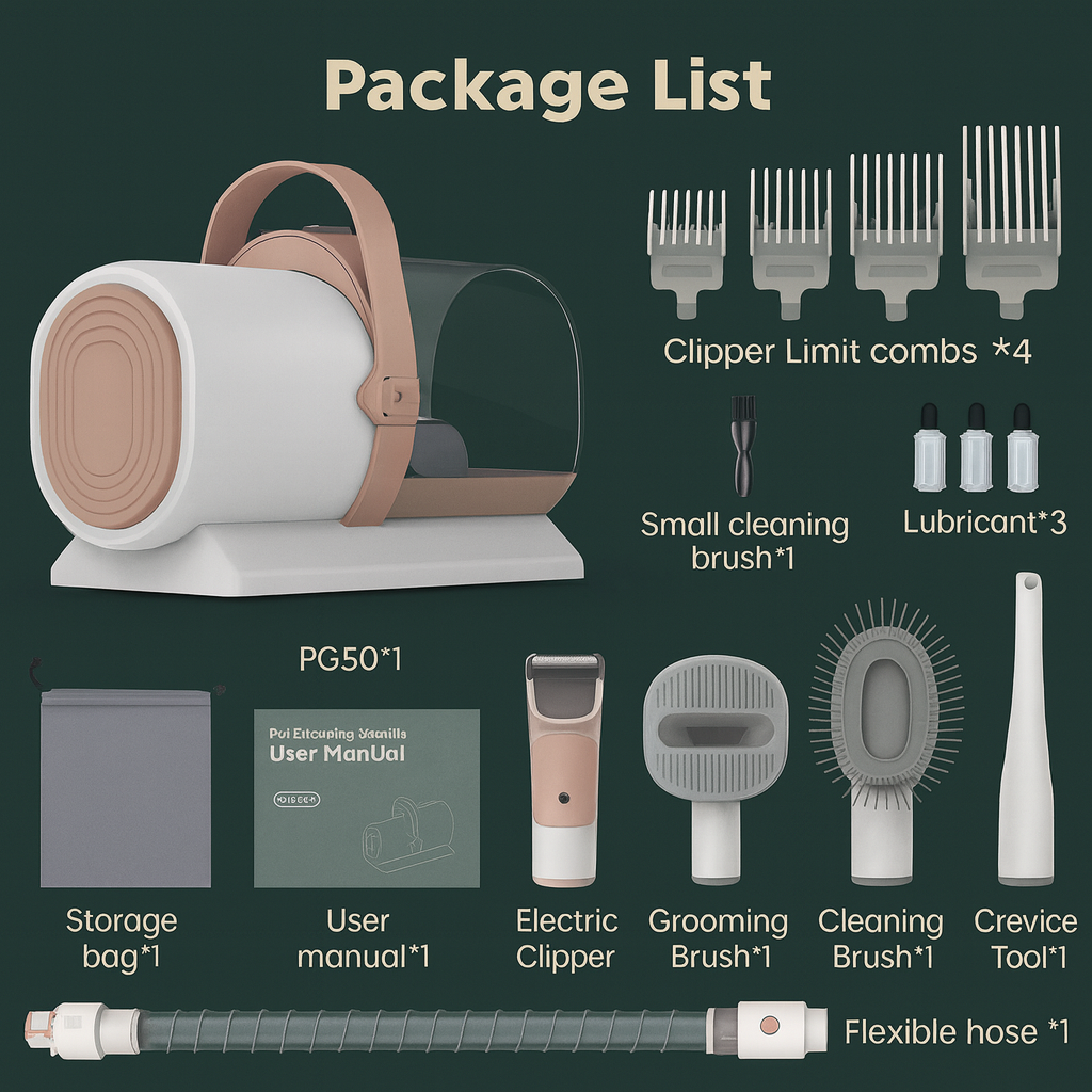 GTG x AIRROBO 5-in-1 Pet Grooming Vacuum – 11,000 Pa Suction, 2.5 L Dust Cup, Brush & Clipper Kit