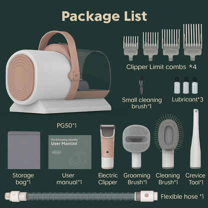 GTG x AIRROBO 5-in-1 Pet Grooming Vacuum – 11,000 Pa Suction, 2.5 L Dust Cup, Brush & Clipper Kit