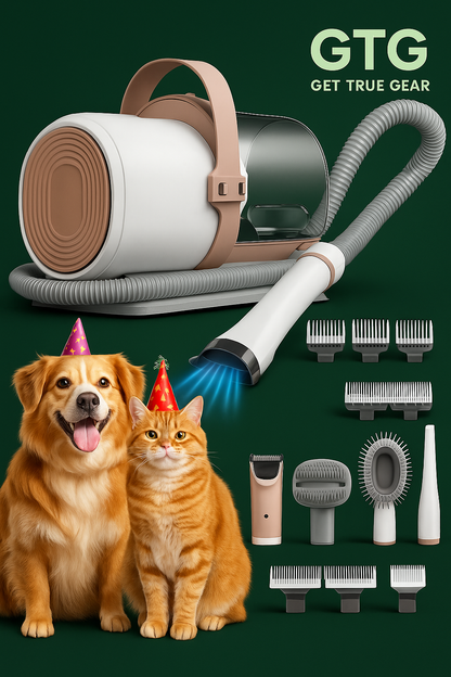 GTG x AIRROBO 5-in-1 Pet Grooming Vacuum – 11,000 Pa Suction, 2.5 L Dust Cup, Brush & Clipper Kit