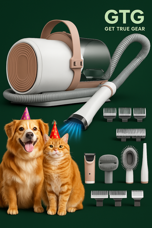 GTG x AIRROBO 5-in-1 Pet Grooming Vacuum – 11,000 Pa Suction, 2.5 L Dust Cup, Brush & Clipper Kit